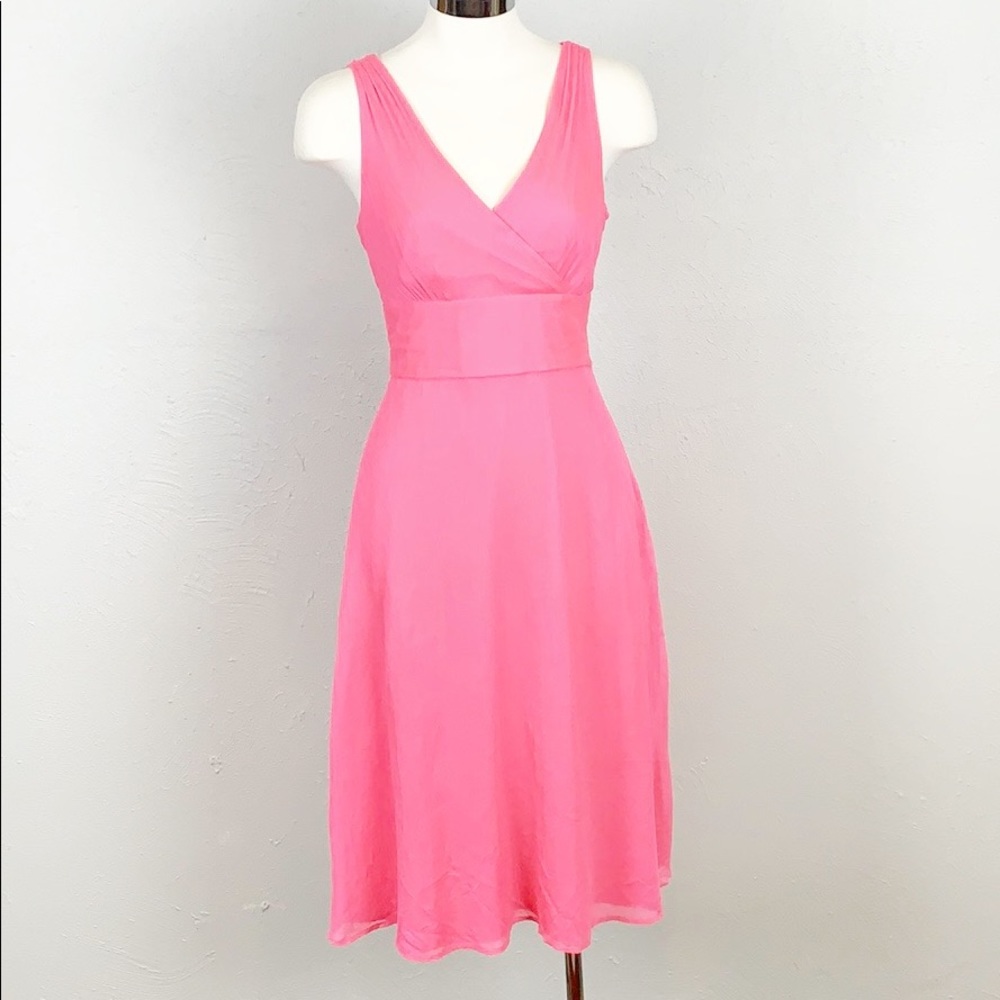 J. Crew Pink Silk V-Neck Knee Length Sophia Dress